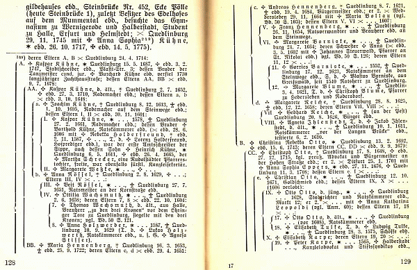 Geschlechterbuch Eintrag Klopstock